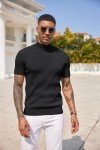 COOFANDY Men's Black Short Sleeve Turtleneck Sweater