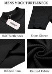 COOFANDY Men's Black Short Sleeve Turtleneck Sweater