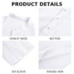 Men’s 3/4 Sleeve Lightweight Cotton-Linen Henley - White