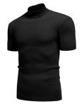 COOFANDY Men's Black Short Sleeve Turtleneck Sweater