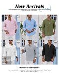 Men’s 3/4 Sleeve Lightweight Cotton-Linen Henley - White