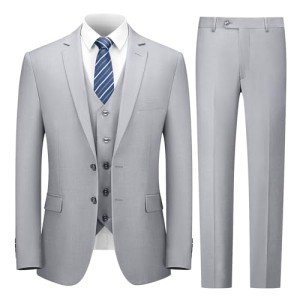Light Grey 3 Piece Slim Fit Men's Suit Set