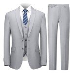 Light Grey 3 Piece Slim Fit Men's Suit Set