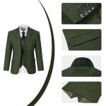 Retro Tweed 3-Piece Men's Suit Set - Green