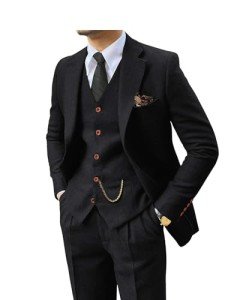 Herringbone 3-Piece Suit for Men's Weddings