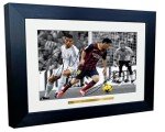 Autographed Messi Ronaldo Soccer Photo Frame 12x8