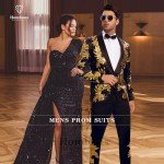 Homhous Men's Black Suit with Gold Accents