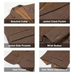 Brown Herringbone Retro Tweed 3-Piece Suit Set
