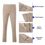 Aowdoy Men's Retro Herringbone 3-Piece Suit