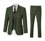 Retro Tweed 3-Piece Men's Suit Set - Green