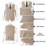 Aowdoy Men's Retro Herringbone 3-Piece Suit