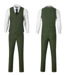 Retro Tweed 3-Piece Men's Suit Set - Green