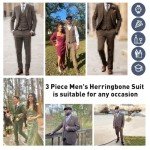 Aowdoy Men's Retro Herringbone 3-Piece Suit