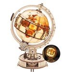 3D Wooden Puzzle Globe with LED Stand