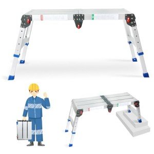 LEADALLWAY Adjustable Aluminum Step Stool Ladder