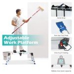 LEADALLWAY Adjustable Aluminum Step Stool Ladder