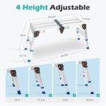 LEADALLWAY Adjustable Aluminum Step Stool Ladder