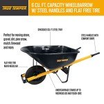 True Temper 6 Cu. Ft Steel Wheelbarrow with Flat-Free Tire