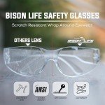 BISON LIFE Clear Safety Glasses - 12 Pack