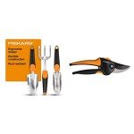 Garden Tool Set with Softgrip Pruner – Black/Orange