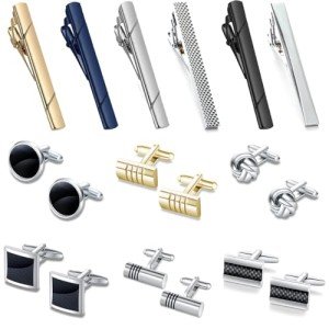 18-Piece Men's Tie Clip and Cufflinks Set