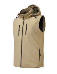 Men's Windproof Fleece Vest with Detachable Hood