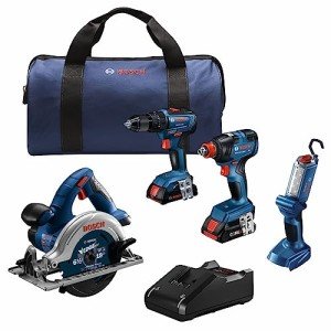BOSCH 18V 4-Tool Combo Kit with Batteries