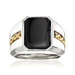 Men's Sterling Silver & Gold Black Onyx Ring