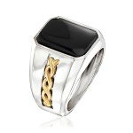 Men's Sterling Silver & Gold Black Onyx Ring