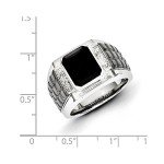 Men's Size 10 Sterling Silver Onyx Diamond Ring