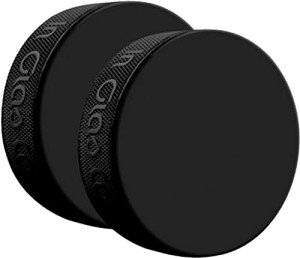 Black 6oz Practice Ice Hockey Pucks - 2 Pack
