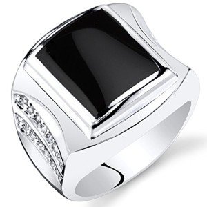 Men's Black Onyx Signet Ring in Silver Size 11