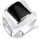 Men's Black Onyx Signet Ring in Silver Size 11