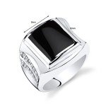 Men's Black Onyx Signet Ring in Silver Size 11