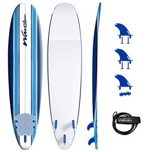 Wavestorm 8ft Classic Surfboard with Blue Stripes