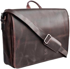 Dark Brown Leather Messenger Bag for Men