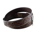 Ariat Men's Floral Straight Belt - Black/Tan