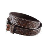 Ariat Men's Floral Straight Belt - Black/Tan