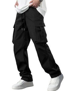 Men's Black Cargo Joggers with Multi Pockets
