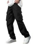 Men's Black Cargo Joggers with Multi Pockets