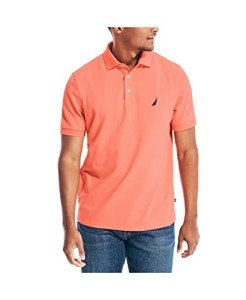 Nautica Men's Pale Coral Stretch Pique Polo Shirt