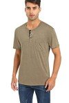 Olidarua Men’s Short Sleeve Henley Shirt with Pocket