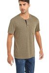 Olidarua Men’s Short Sleeve Henley Shirt with Pocket