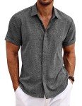 COOFANDY Men's Short Sleeve Linen Button Down Shirt