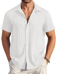 COOFANDY Men's Short Sleeve Casual Linen Shirt