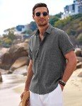 COOFANDY Men's Short Sleeve Linen Button Down Shirt