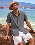 COOFANDY Men's Short Sleeve Linen Button Down Shirt