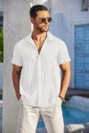 COOFANDY Men's Short Sleeve Casual Linen Shirt