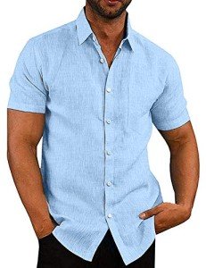 COOFANDY Men's Linen Casual Button Down Shirt