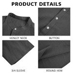 Men's Casual 3/4 Sleeve Linen Henley Shirt